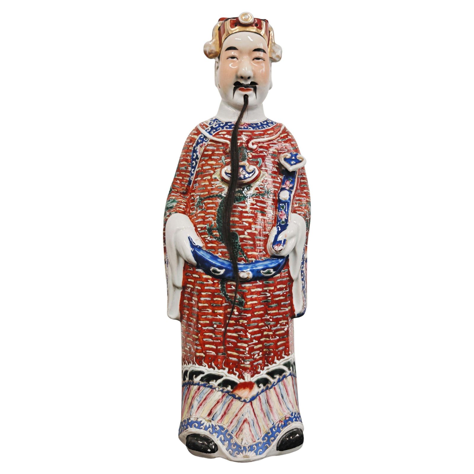 Antique Famille Rose Porcelain Immortal Figurine Sculpture, 19th Century