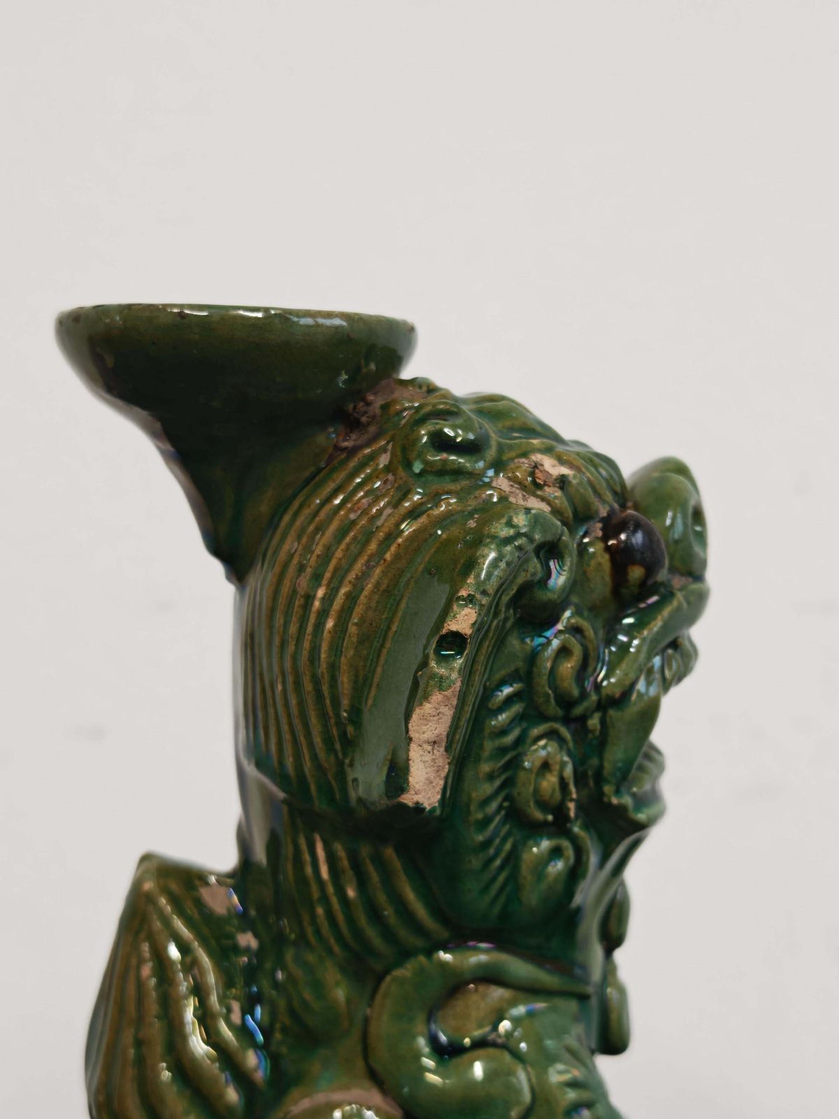 Home Decor Pair Of Antique Foo Dogs Candle Holders In Ceramic, China 19th Century photo