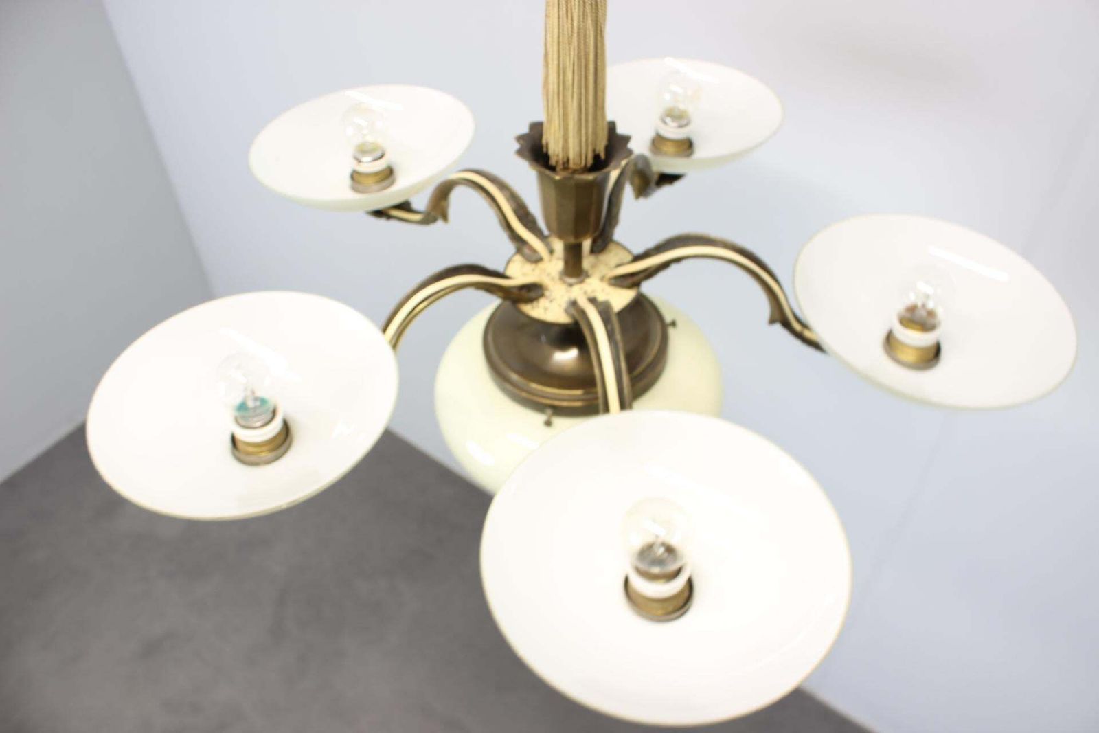 Art Nouveau Brass And Glass Chandelier, 1910s photo buy