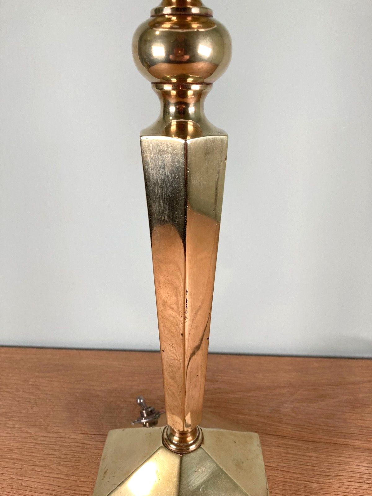 Art Deco Table Lamp Base With Hexagonal Glass Light Shade C1930s Rewired photo vintage