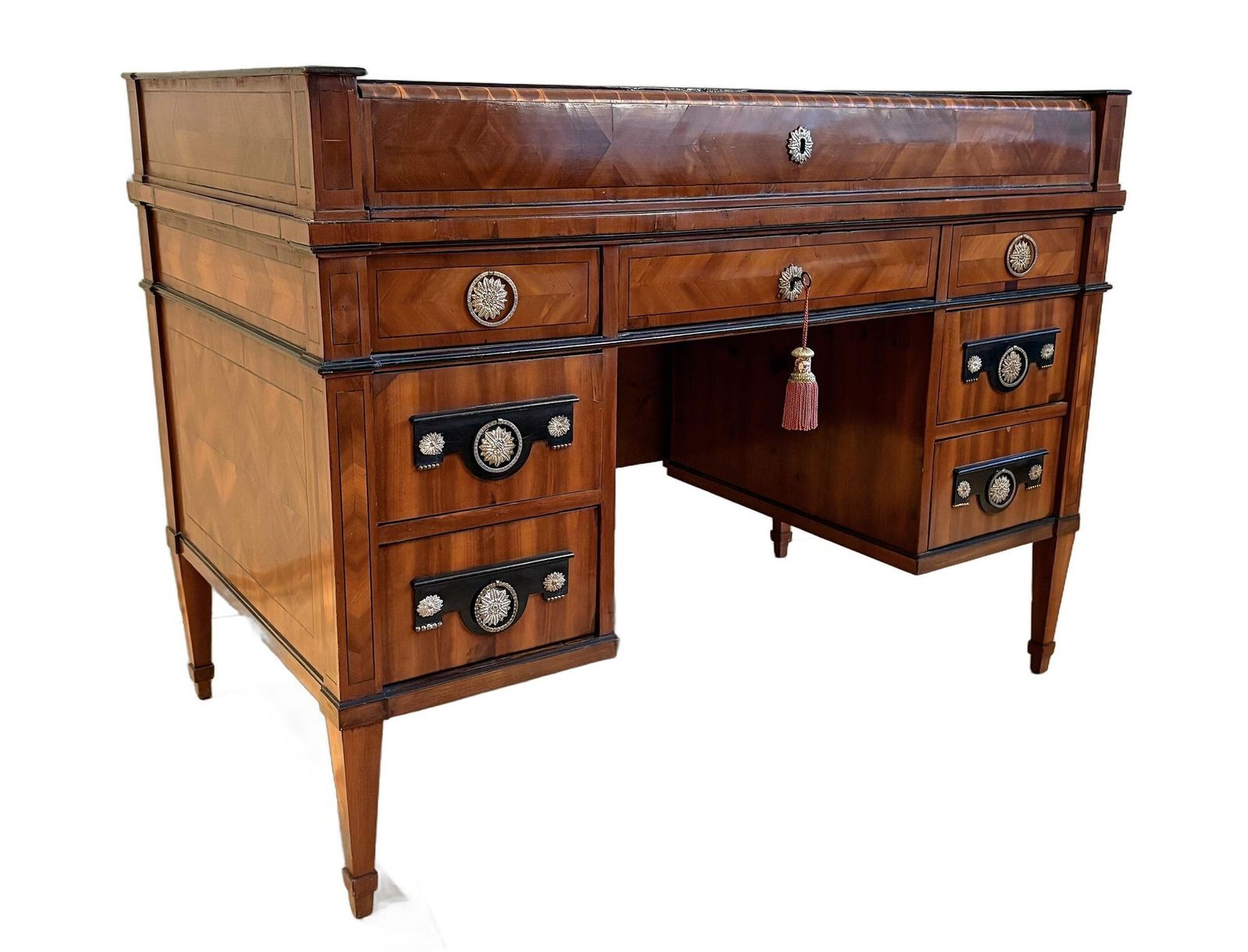 19th Century Empire Writing Desk With Roll Top, Nutwood, Austria Ca. 1800