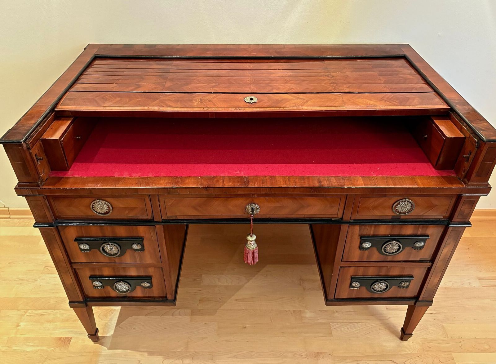 19th Century Empire Writing Desk With Roll Top, Nutwood, Austria Ca. 1800 photo Furniture