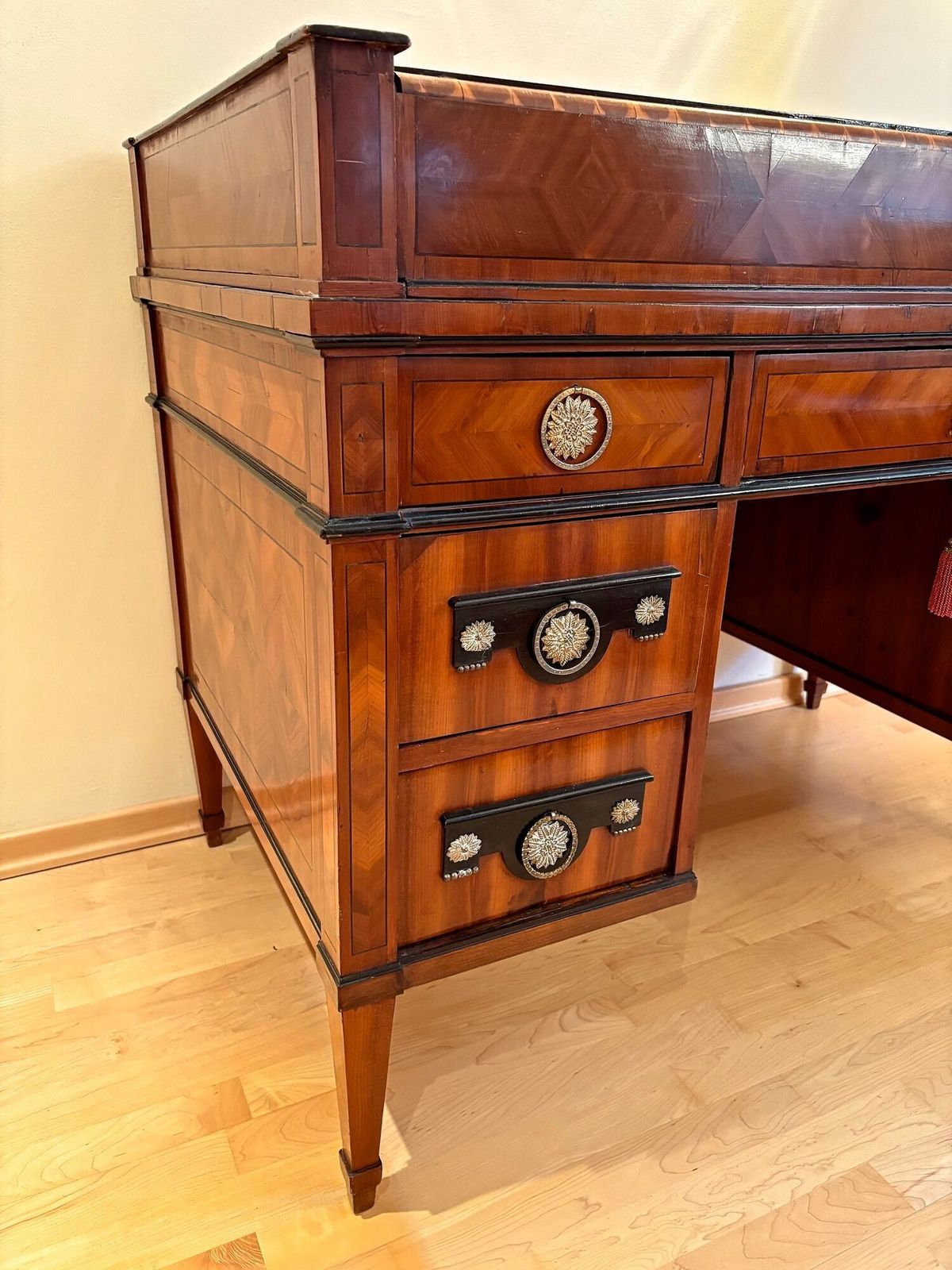 19th Century Empire Writing Desk With Roll Top, Nutwood, Austria Ca. 1800 photo vinterior