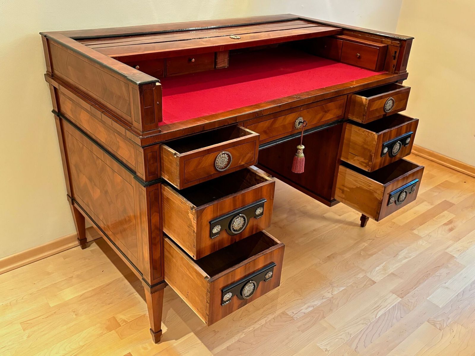 photo vinterior 19th Century Empire Writing Desk With Roll Top, Nutwood, Austria Ca. 1800