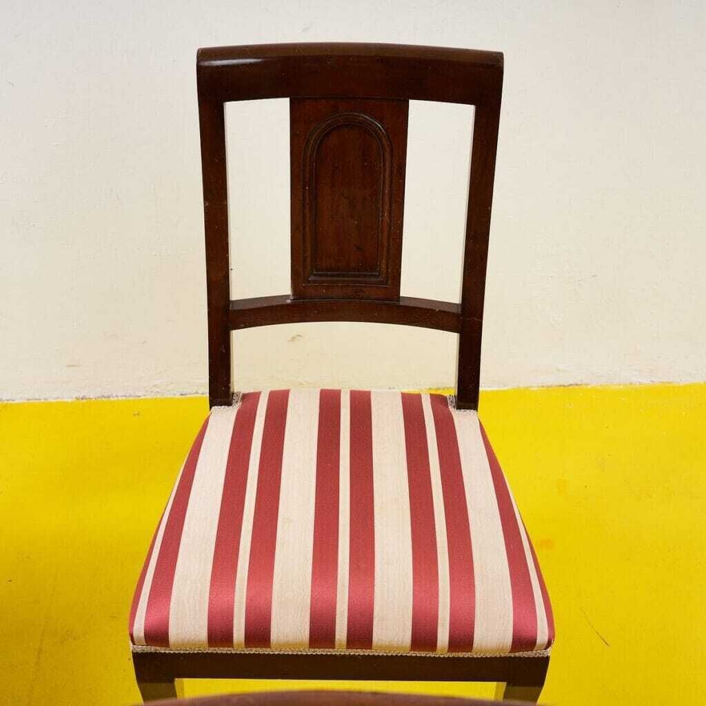 Elegant Wooden Chairs With Striped Pattern From The Early 1900s, 5 Pieces photo Furniture