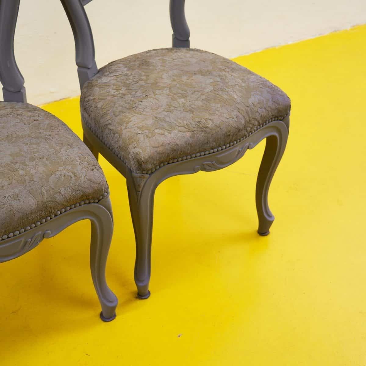 Elegant Vintage Chairs With Fabric Upholstery From The 1940s, 3 Pieces photo for sale