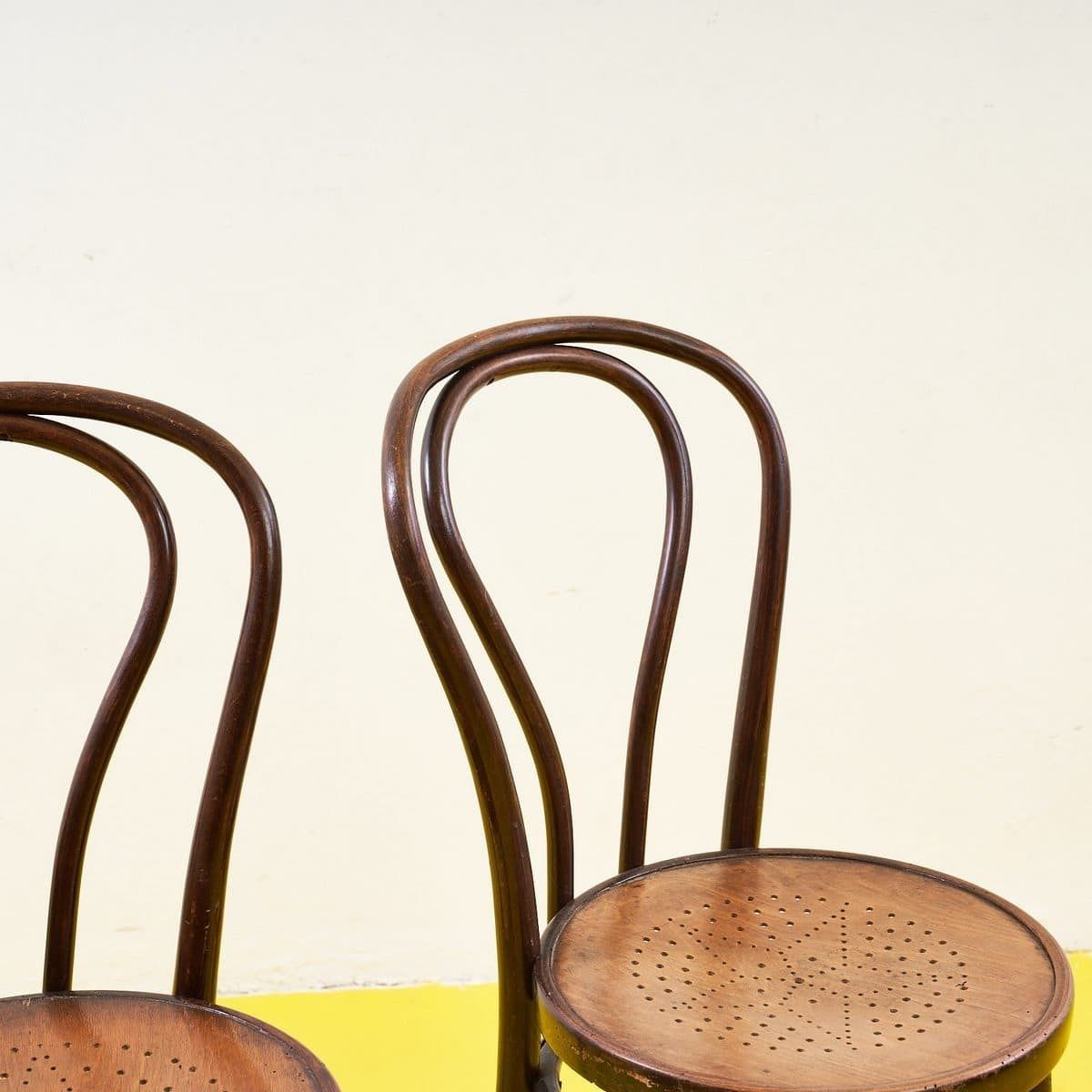 Pair Of Early 1900s Curved Wood Chairs photo for sale