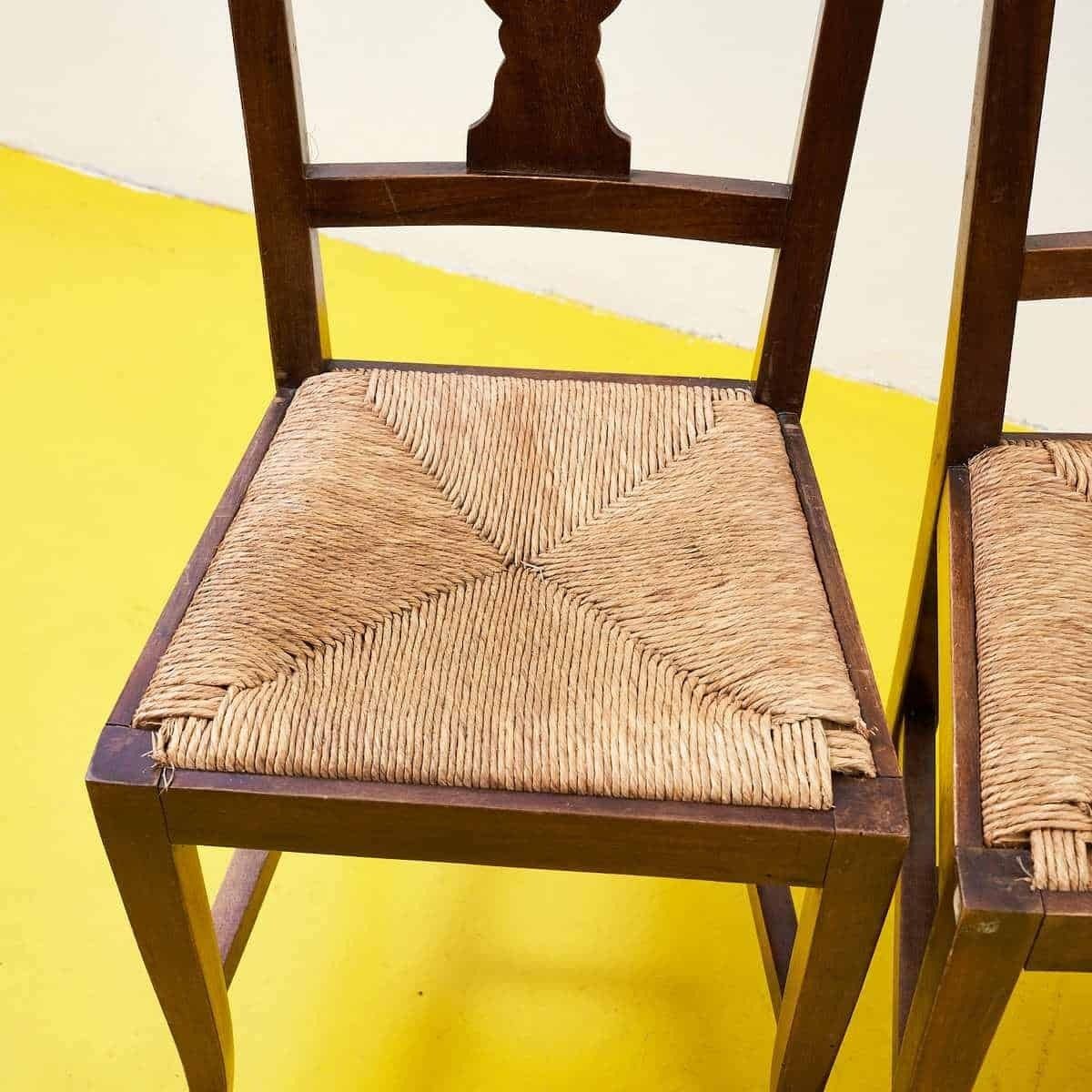 Elegant Wooden Chairs With Straw Seat, 4 Pieces photo 459.0