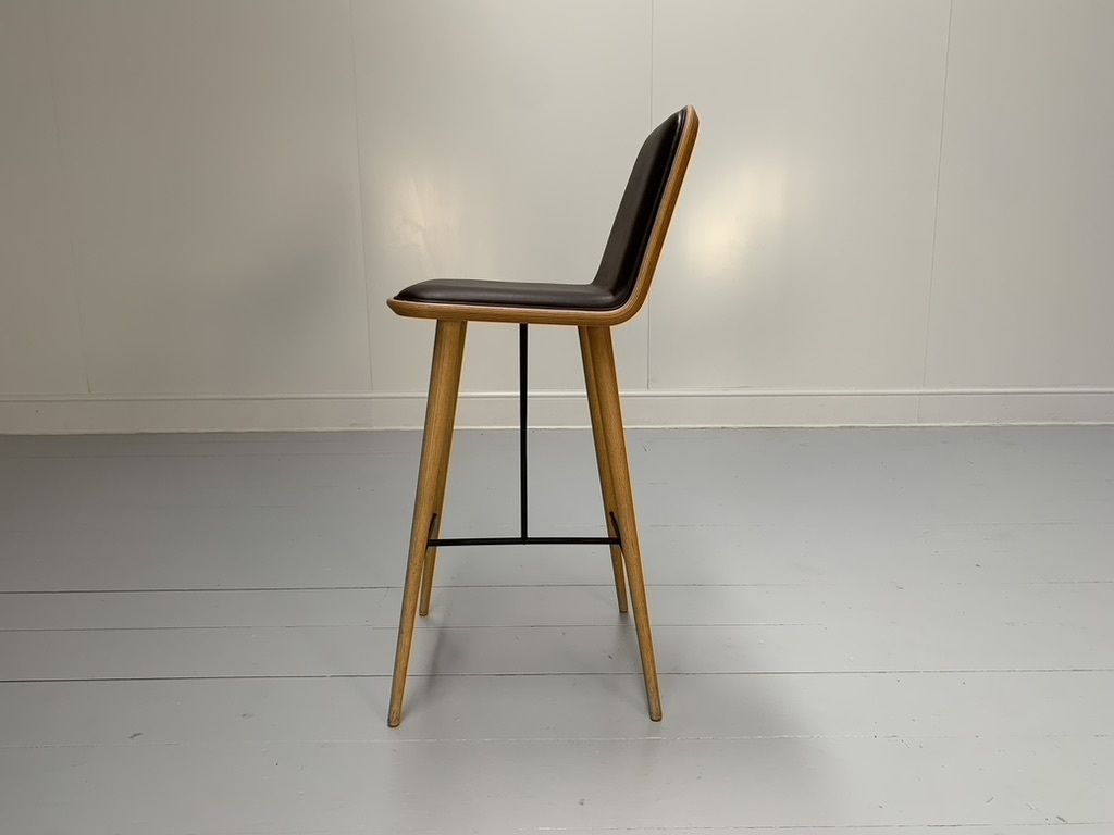 Fredericia “Spine” Counter Bar Stools Set Of 5 In Brown Leather photo vinterior
