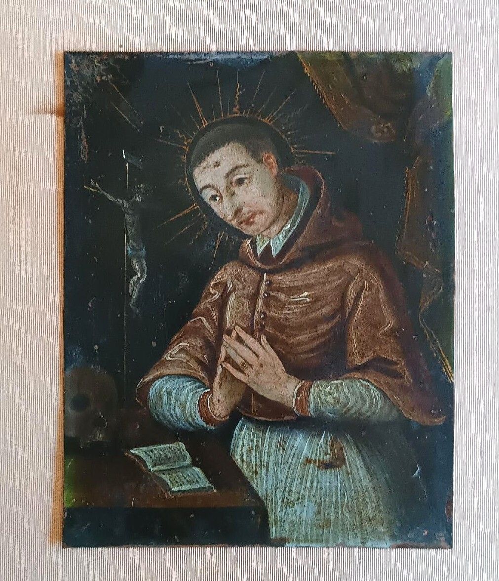 Antique Painting On Copper   Saint Charles Borromea   Italian School, 17th Century