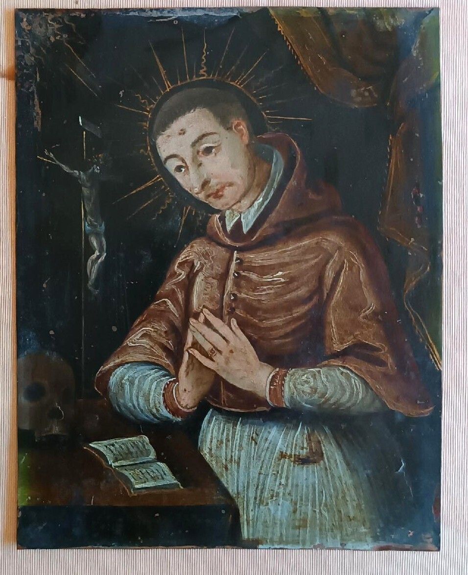 Antique Painting On Copper   Saint Charles Borromea   Italian School, 17th Century photo furniture