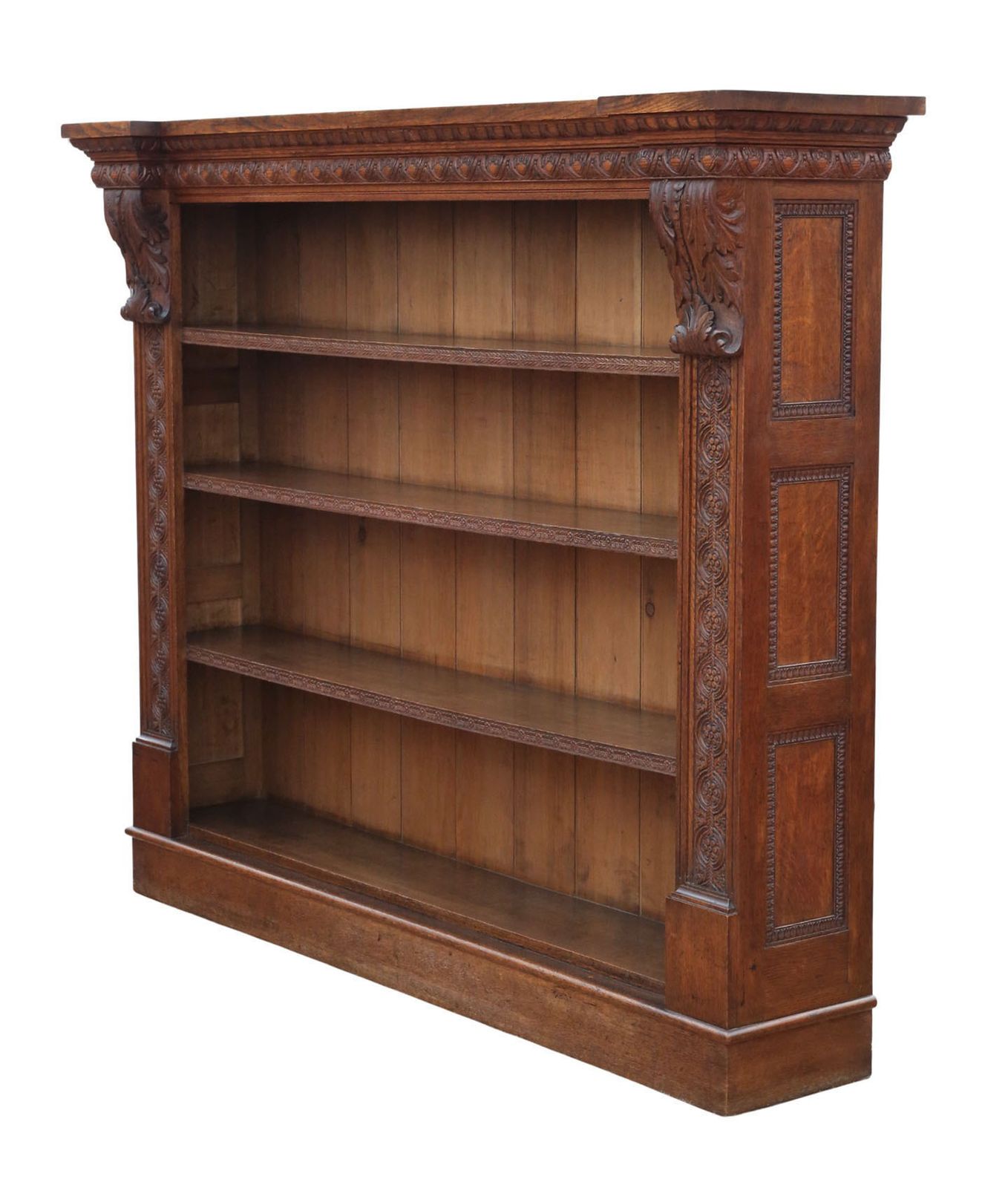 Antique 19th Century Large Carved Oak Bookcase – Fine Quality, Country House Style photo furniture