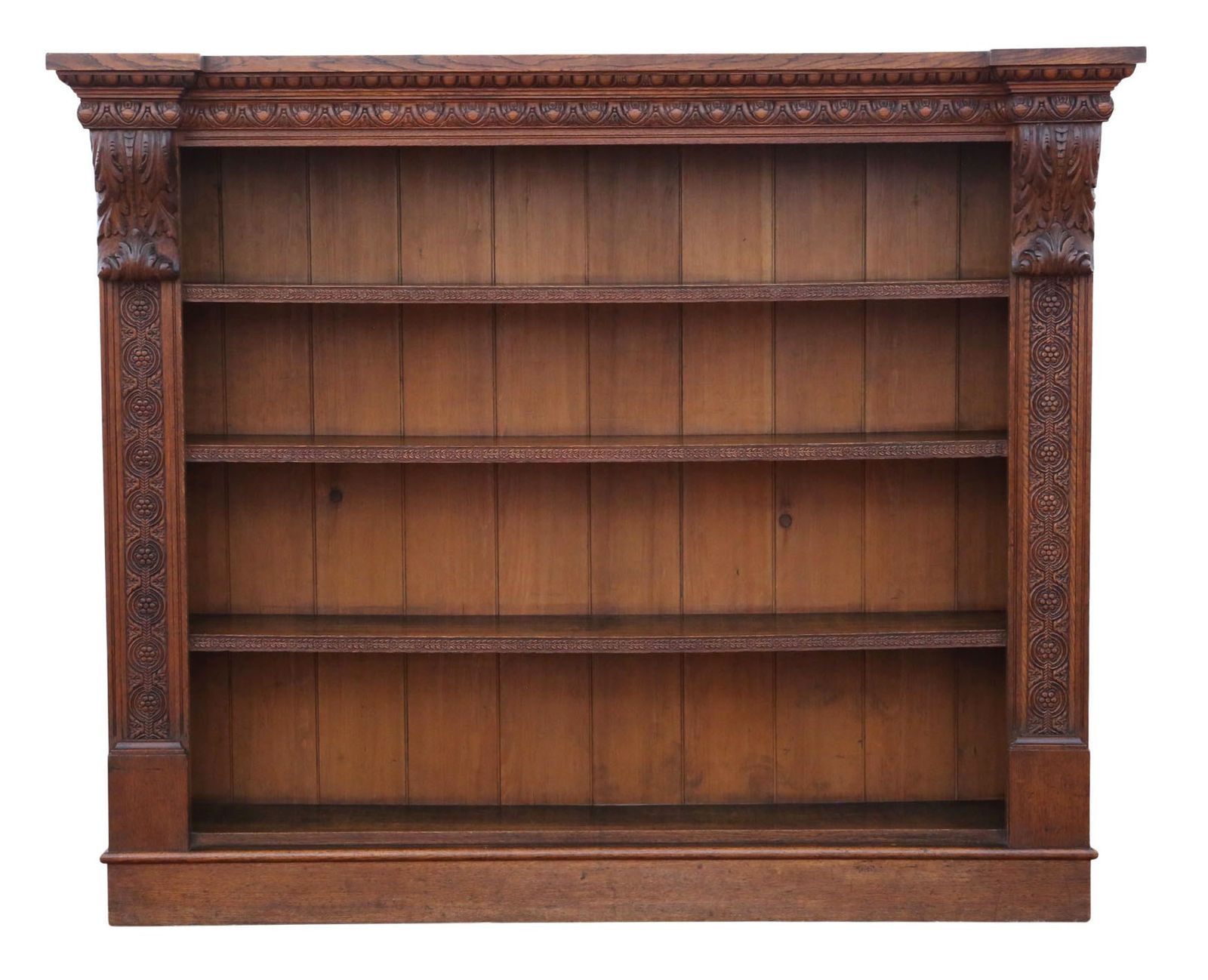 Antique 19th Century Large Carved Oak Bookcase – Fine Quality, Country House Style photo for sale