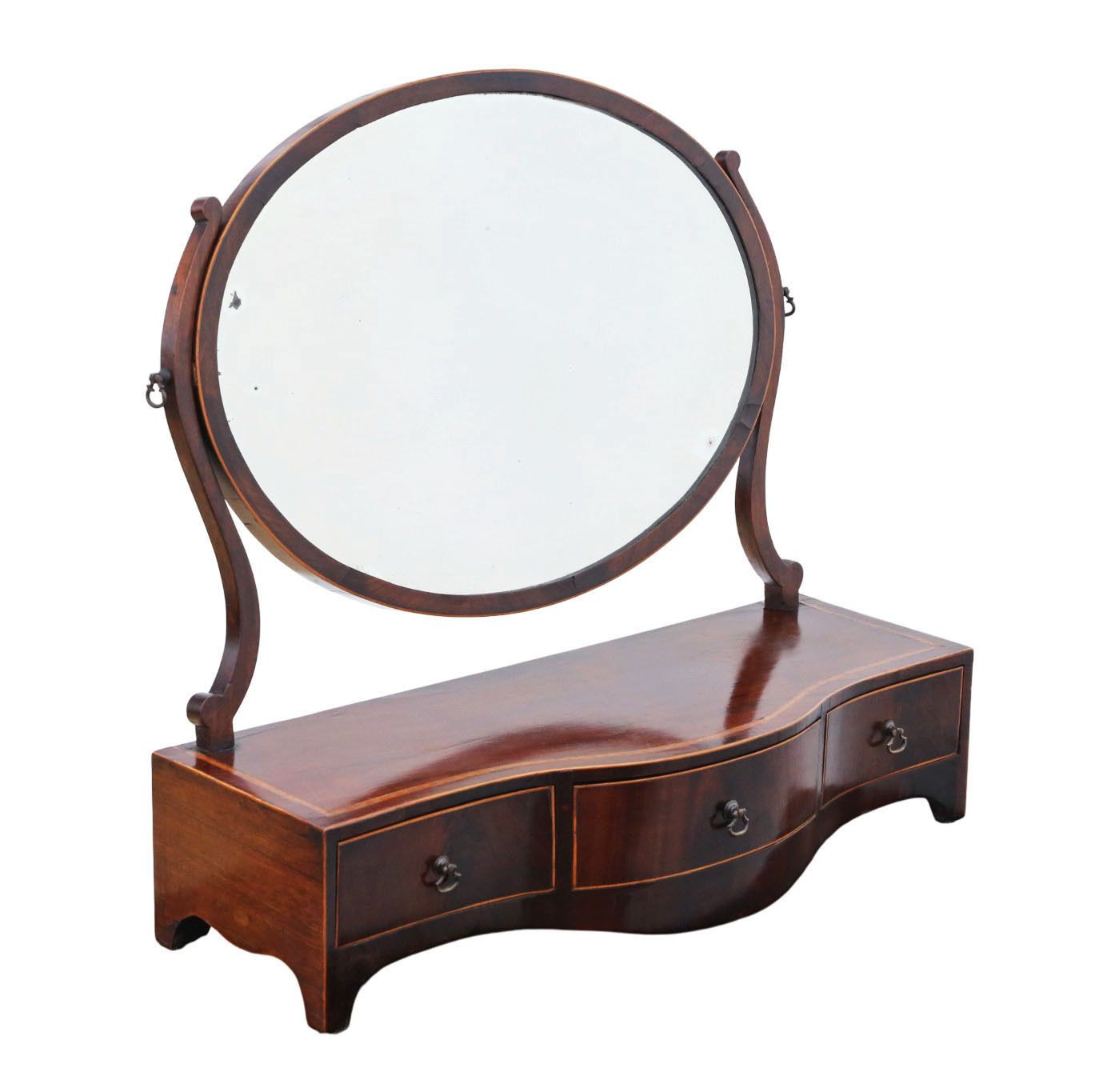 Antique Early 19th Century Inlaid Mahogany Dressing Table Swing Mirror – Fine Quality photo furniture