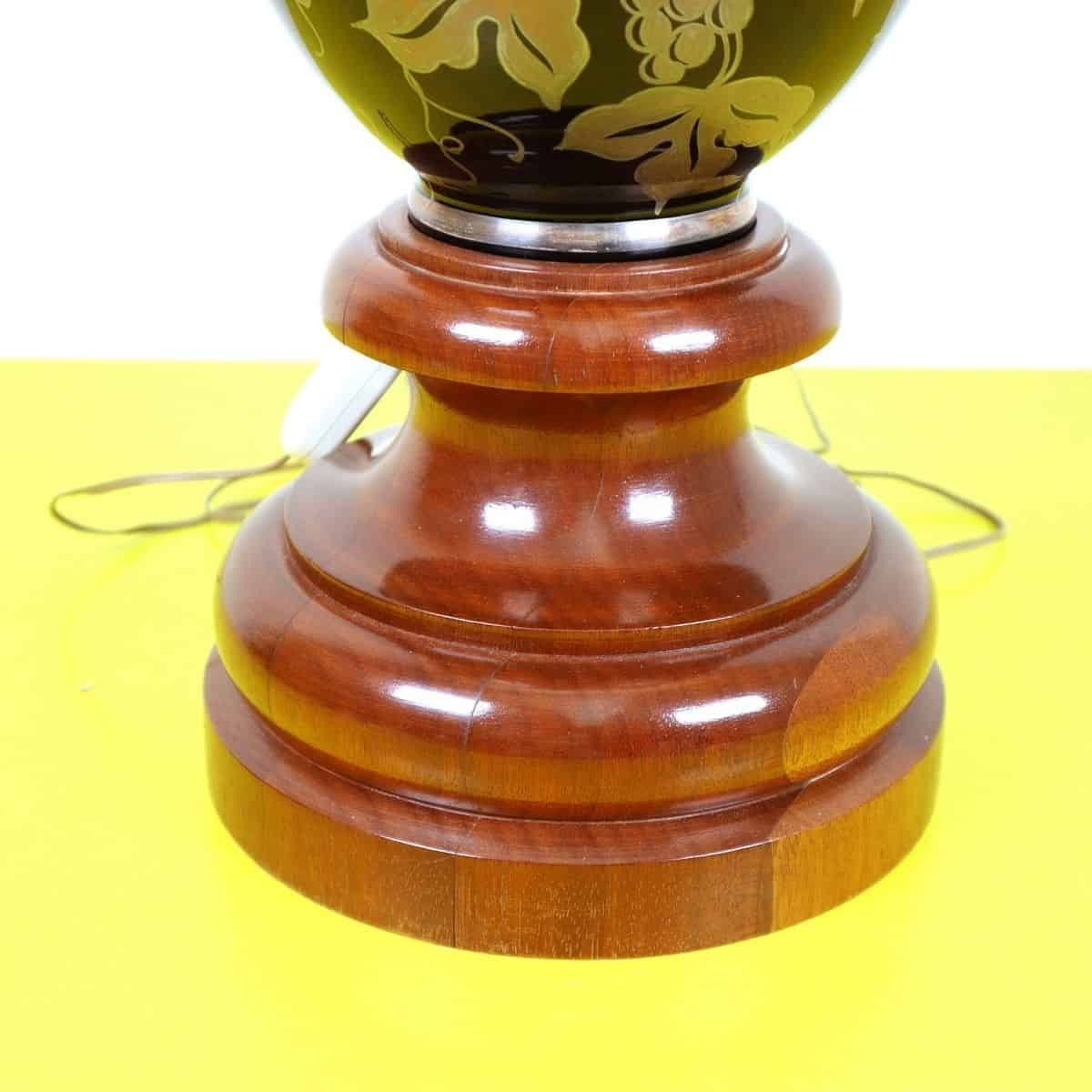 Vintage Glass Table Lamp With Silver Decoration photo for sale