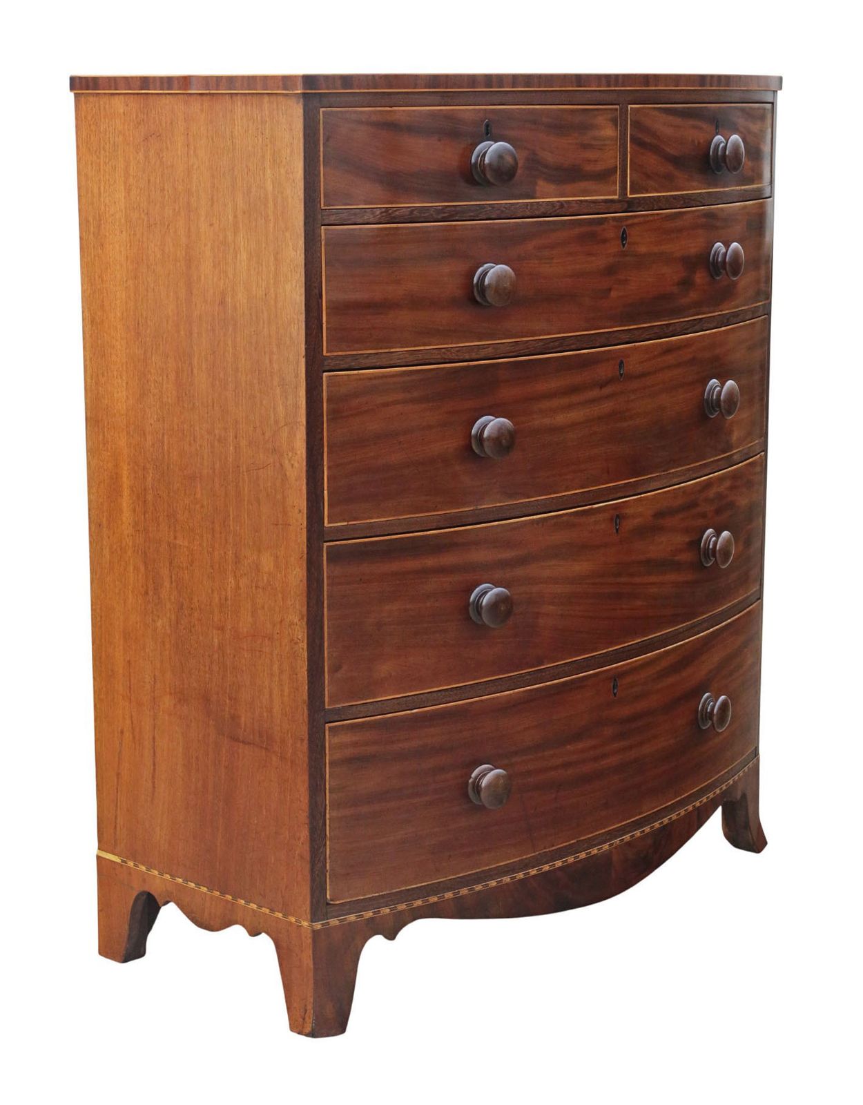 Antique 19th Century Mahogany Bow Front Chest Of Drawers  Fine Quality Gillows photo furniture