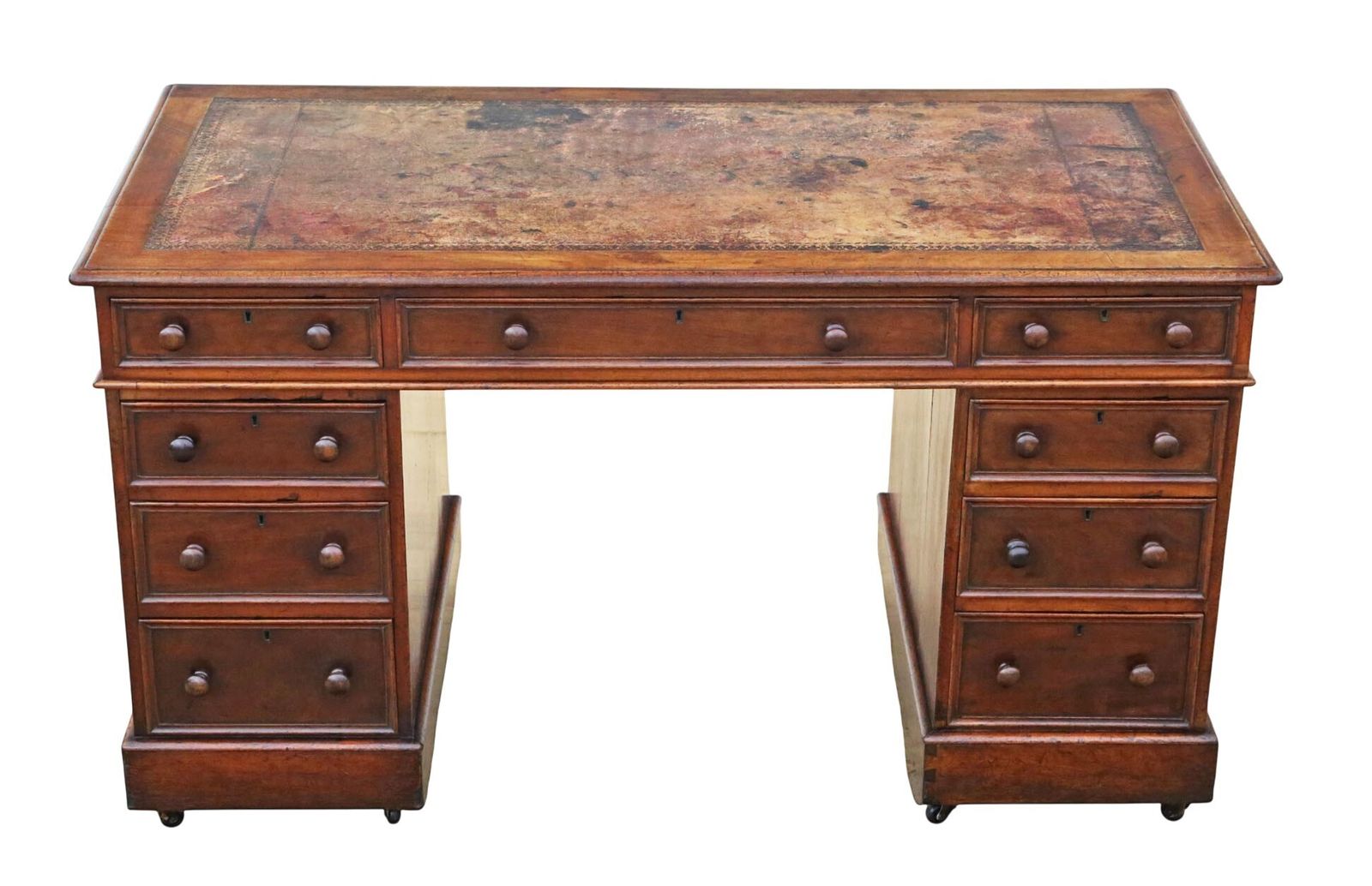 Antique Victorian C.1860 Mahogany Twin Pedestal Writing Desk – Quality Furniture