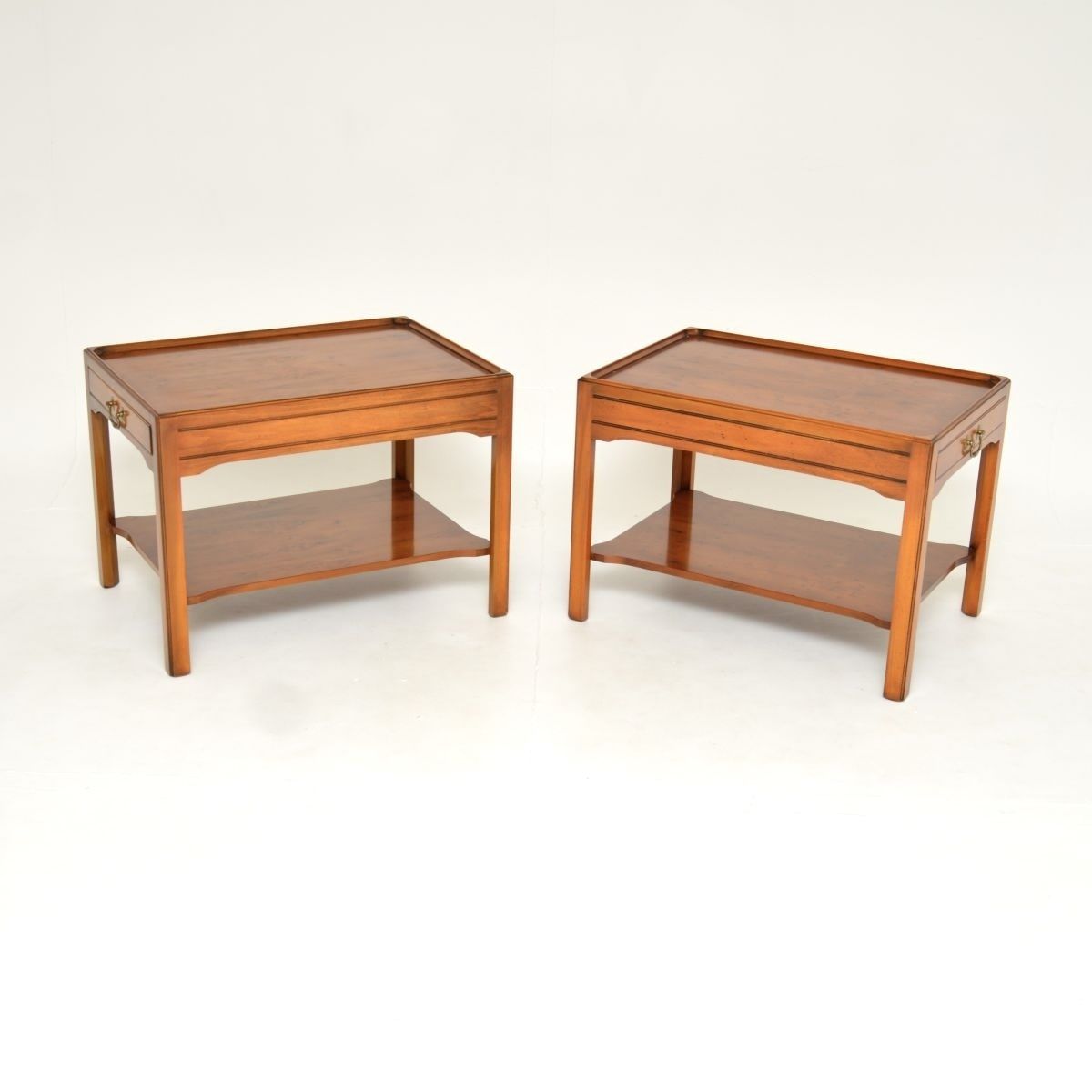 photo for sale Pair Of Antique Georgian Style Yew Wood Side Tables
