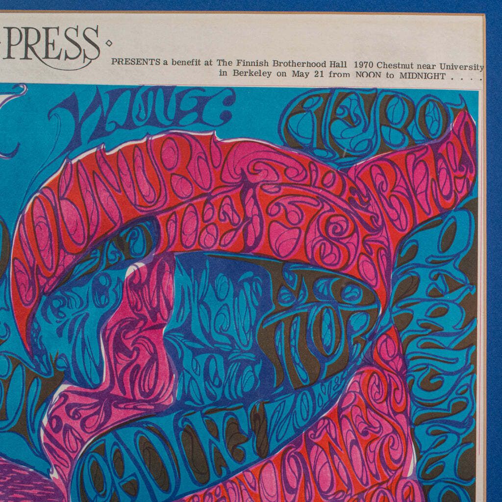 Original Concert Poster, American, Psychedelic Art, Berkeley Free Press, C.1970 photo vinterior
