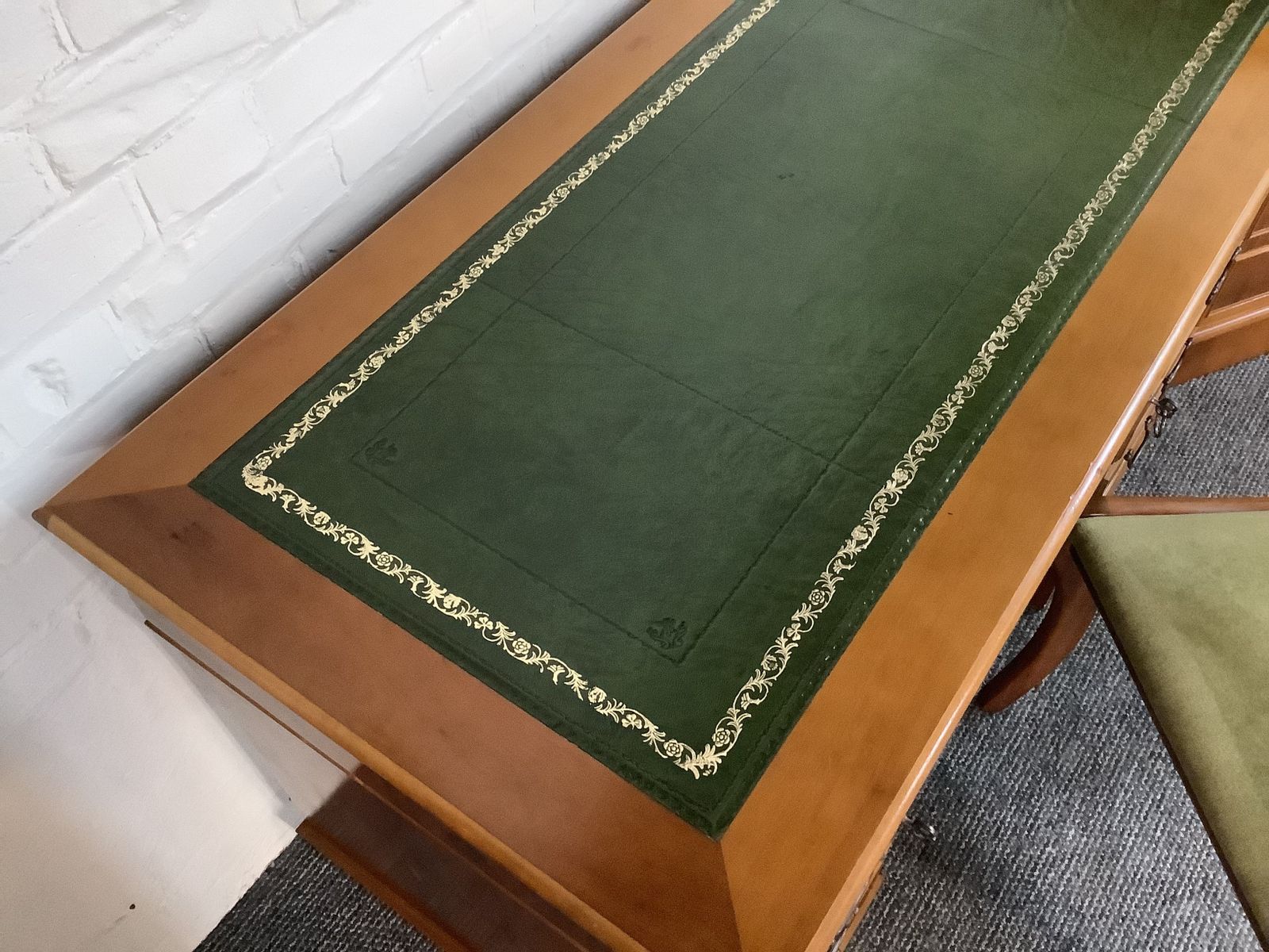 Edwardian Reproduction Desk And Other Matching Office Furniture. photo vintage