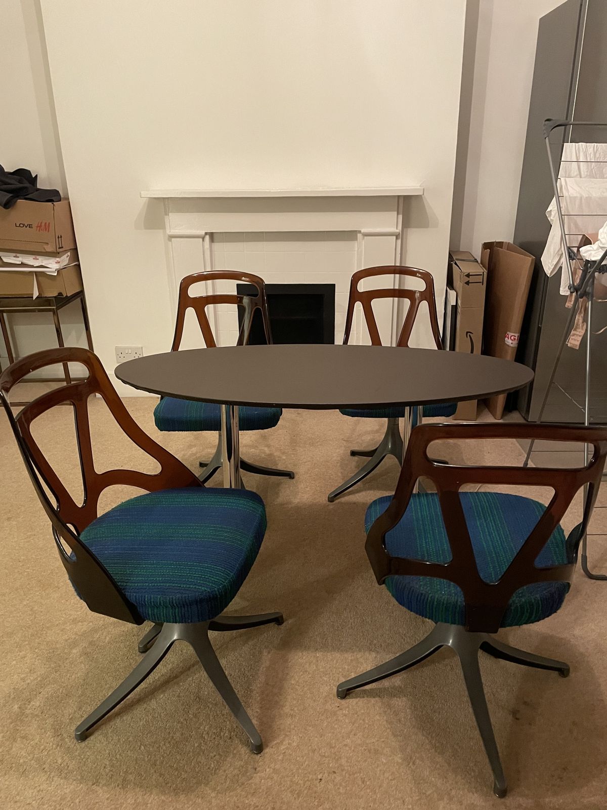Mid Century Smoked Glass Chromcraft Dining Table With Set Of 4 Chairs