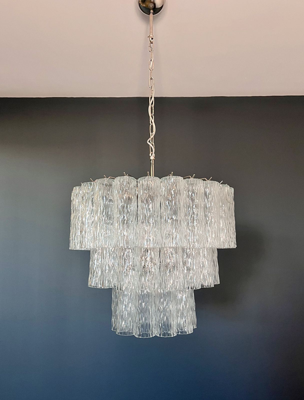 1265.0 Large Three Tier Venini Murano Glass Tube Chandelier photo