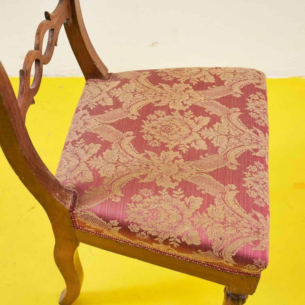 19th Century Chair Upholstered In Red Damask Fabric photo 350.0