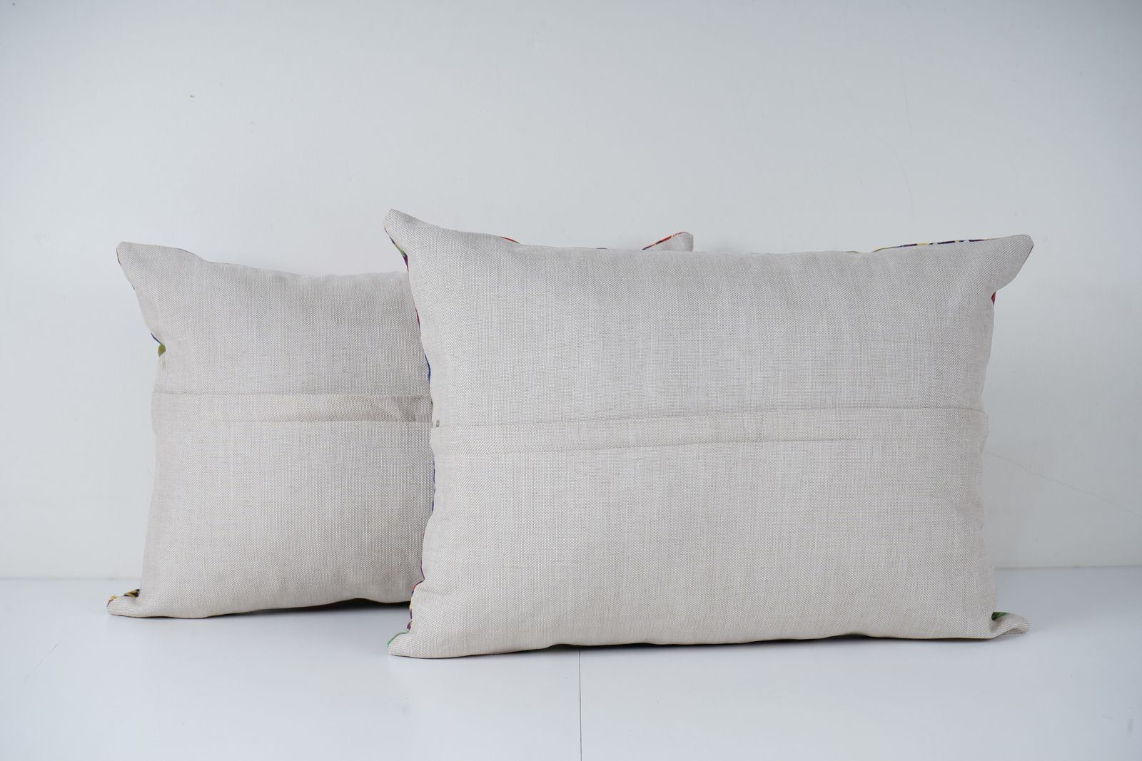 Uzbek Roller Printed Pillow Set In Blue And Red, Set Of Two Floral Cushion Covers, Boho Textile Art photo furniture