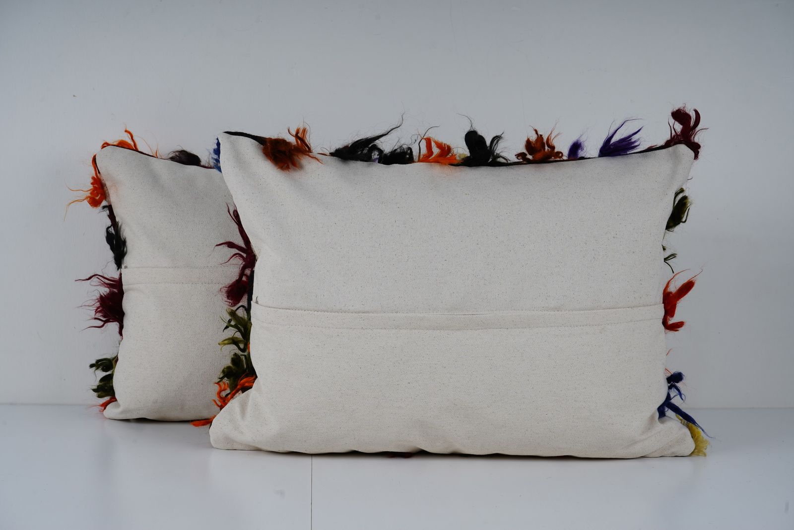Handwoven Multi Color Turkish Flokati Shagy Pillow Cover, Set Handwoven Giant Turkish Shaggy Tulu Rug Pillow Cover photo Textiles