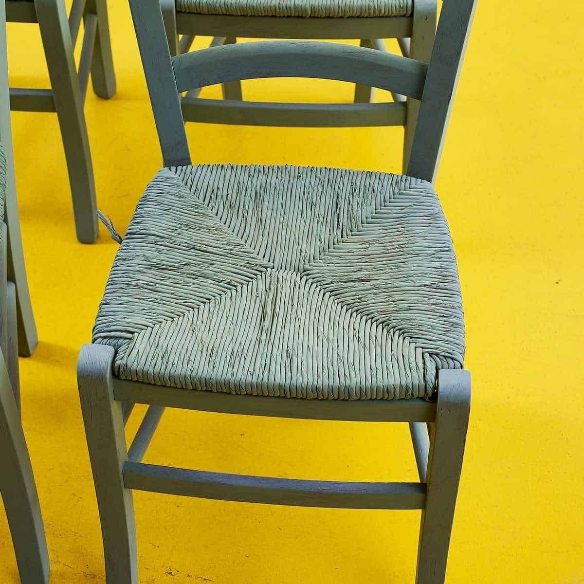 Rustic Wooden Chairs With Straw Seat, Dove Grey, 4 Pieces photo furniture