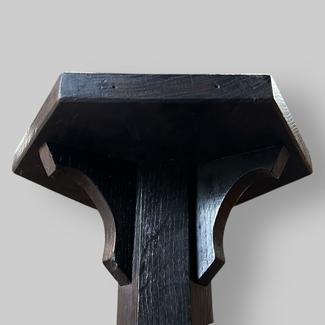 Gothic Revival Ebonised Oak Church Candlestand, C.1900 photo 245.0