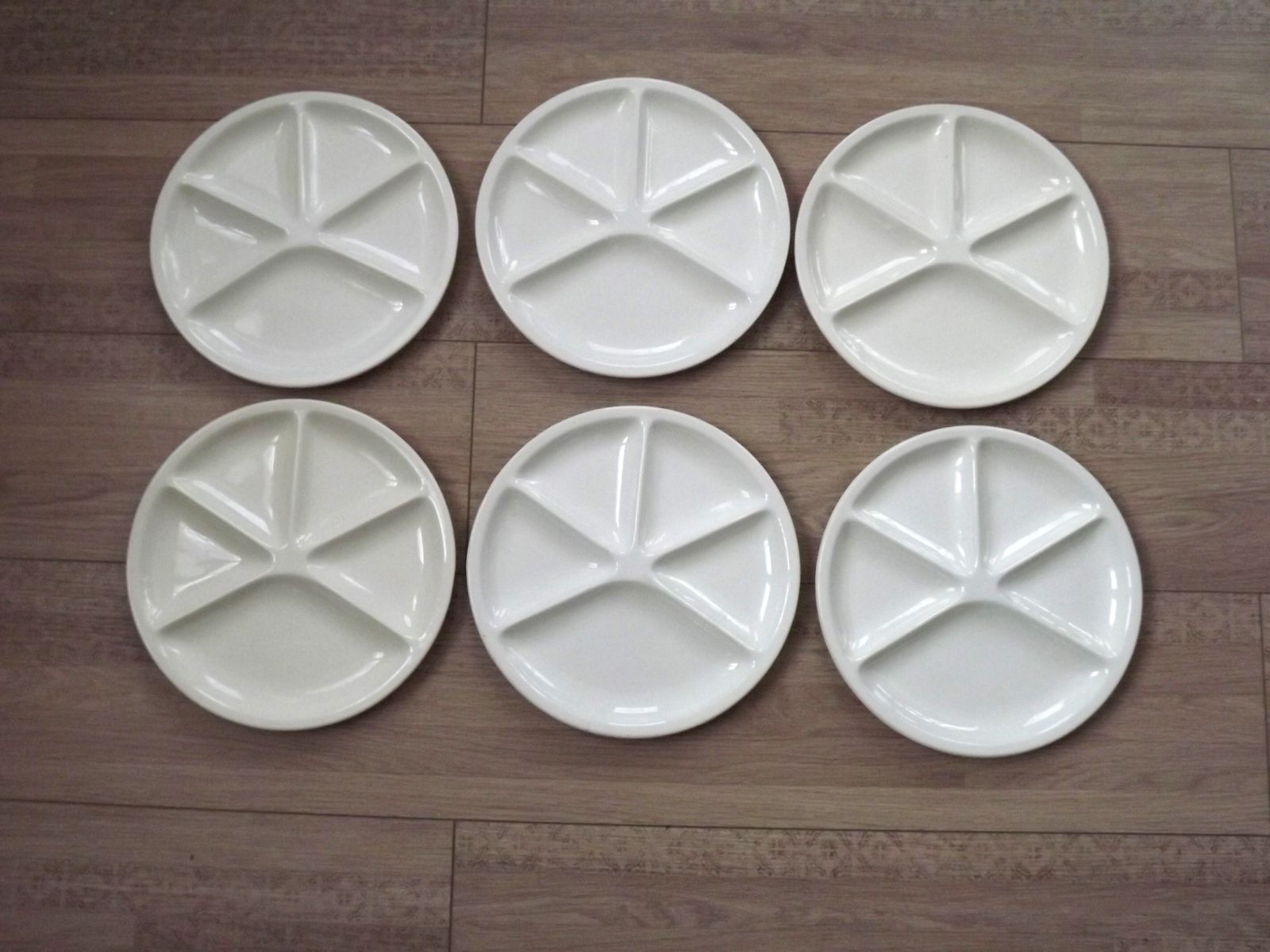 Lot de 6 assiettes à fondue vintage Le Creuset - années 1960/70 - Made In France photo for sale