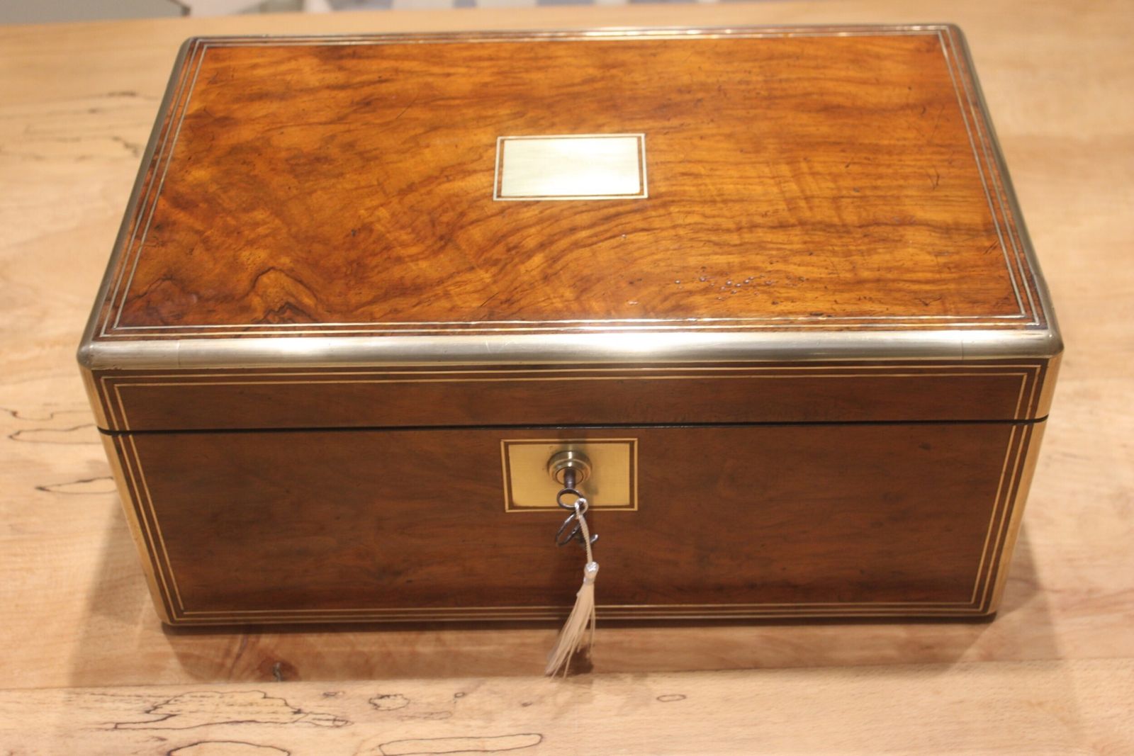 Victorian Figured Walnut Writing Slope With Bramah Lock And Keys And Secret Drawers