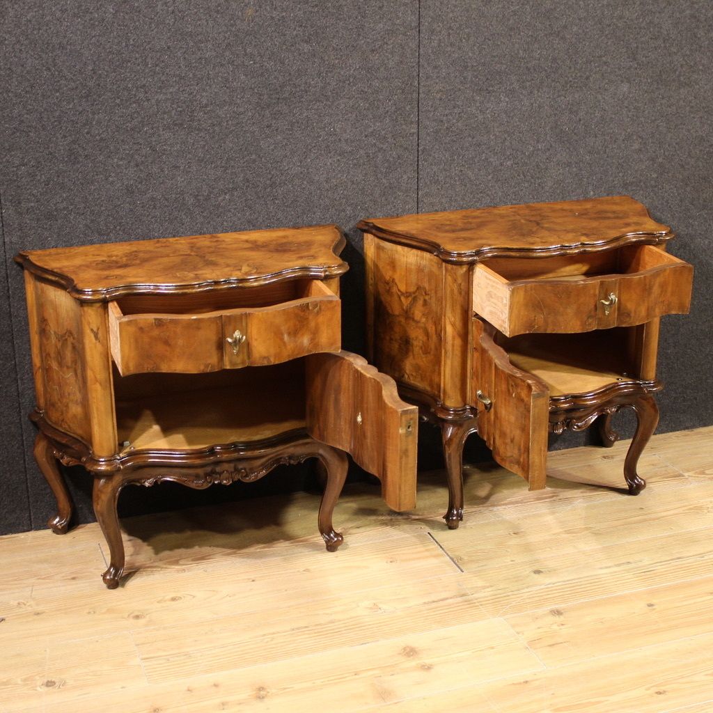 photo for sale Pair Of 20th Century Venetian Bedside Tables