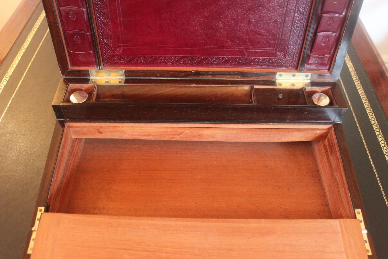 photo for sale A Fine Late Georgian Rosewood Bi Fold Writing Slope With Secret Drawers