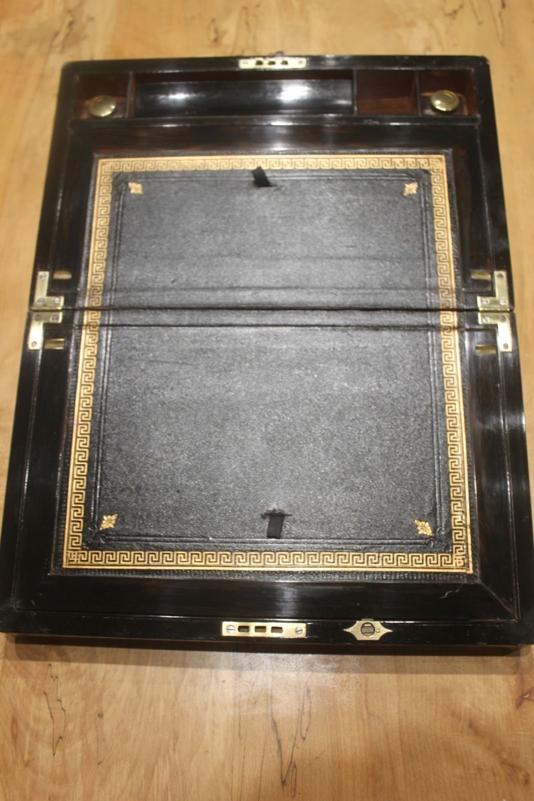 Victorian Walnut And Brass Bound Writing Slope With Secret Drawers photo 580.0