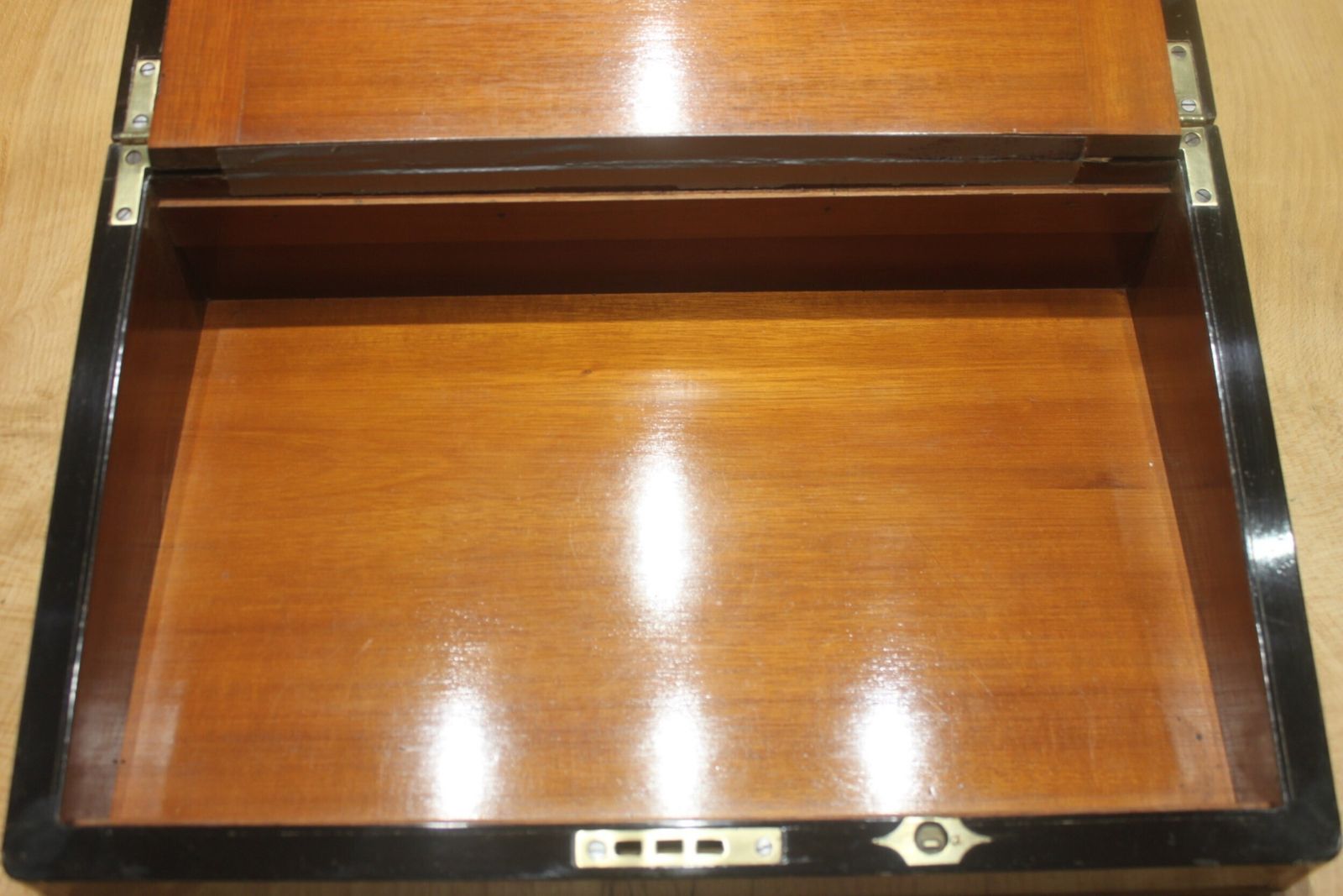 Victorian Walnut And Brass Bound Writing Slope With Secret Drawers photo vintage