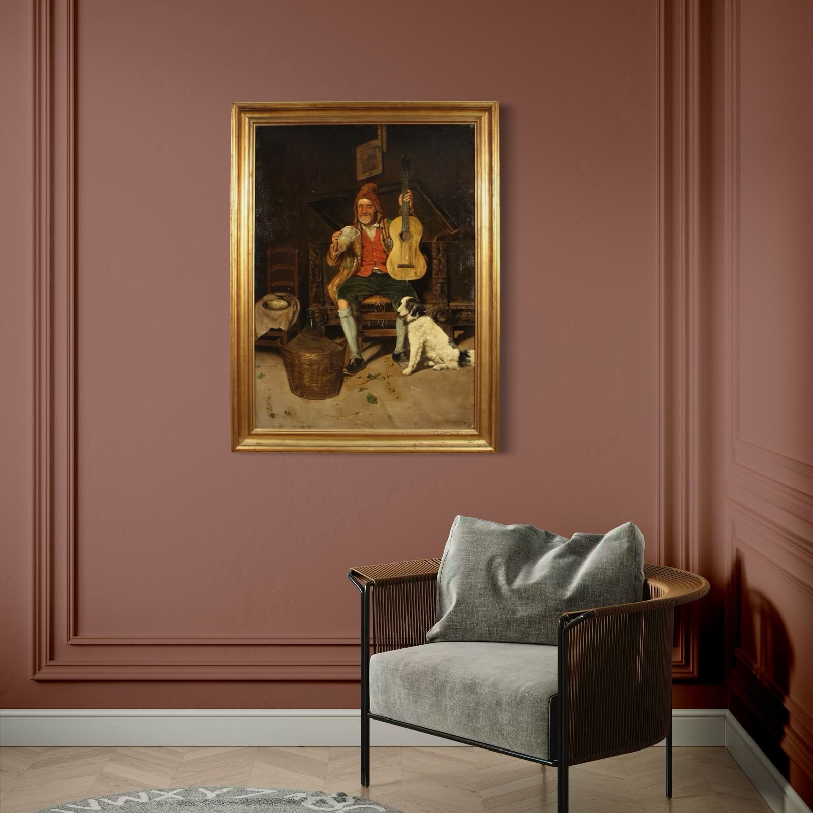 Antique Italian Genre Scene Painting From The 19th Century photo buy