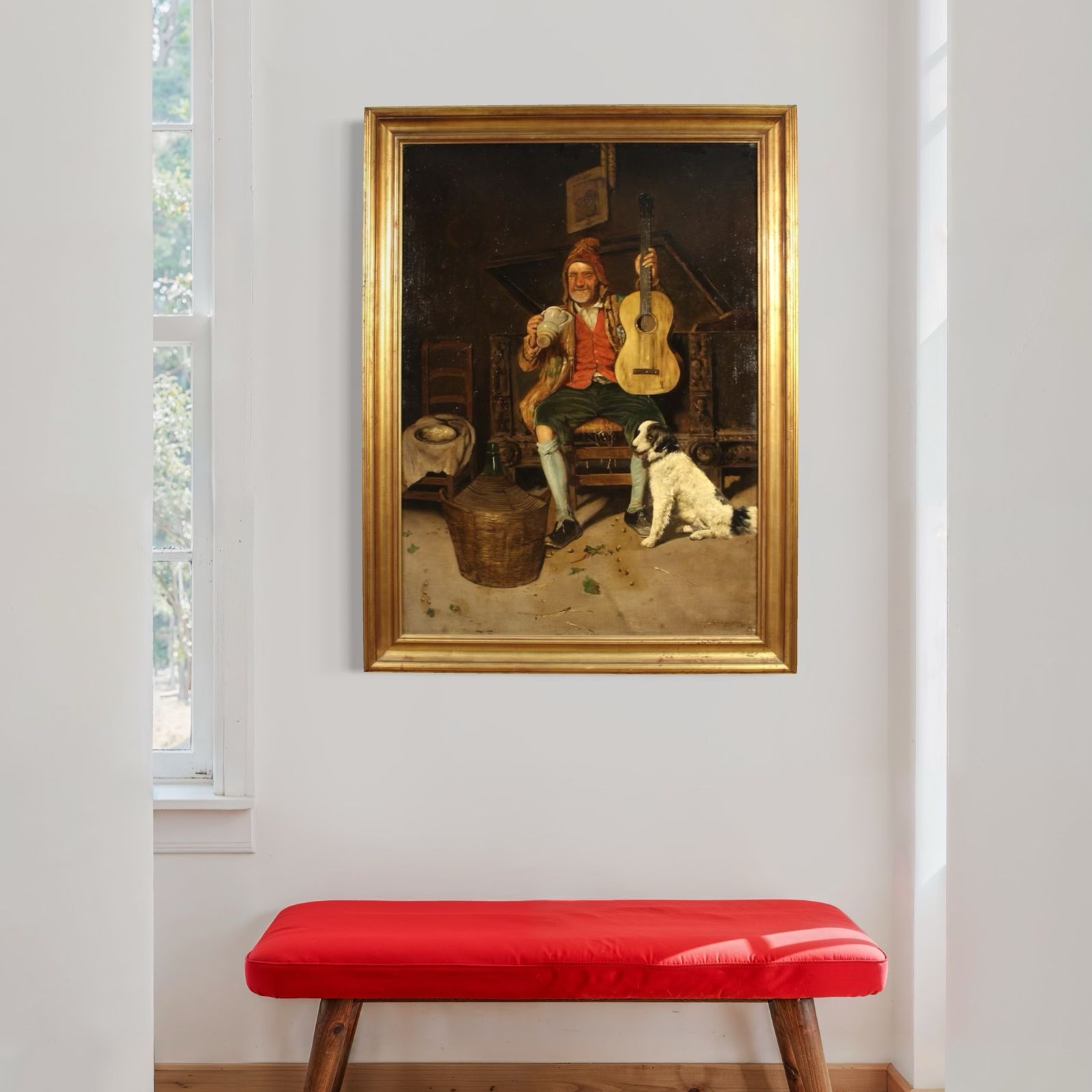 Art Antique Italian Genre Scene Painting From The 19th Century photo