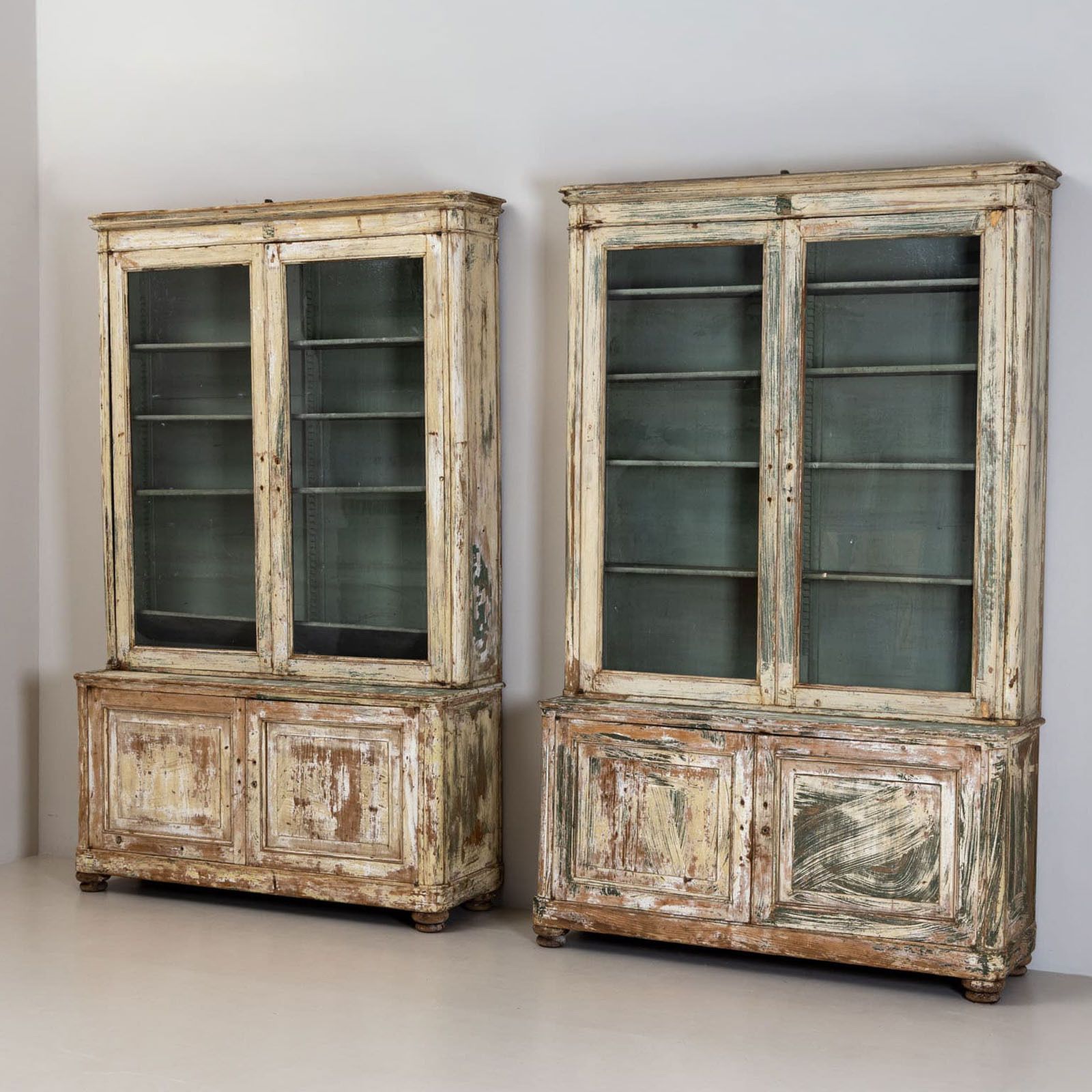 Pair Of Large Painted Library Cabinets, Italy, Circa 1840 photo for sale