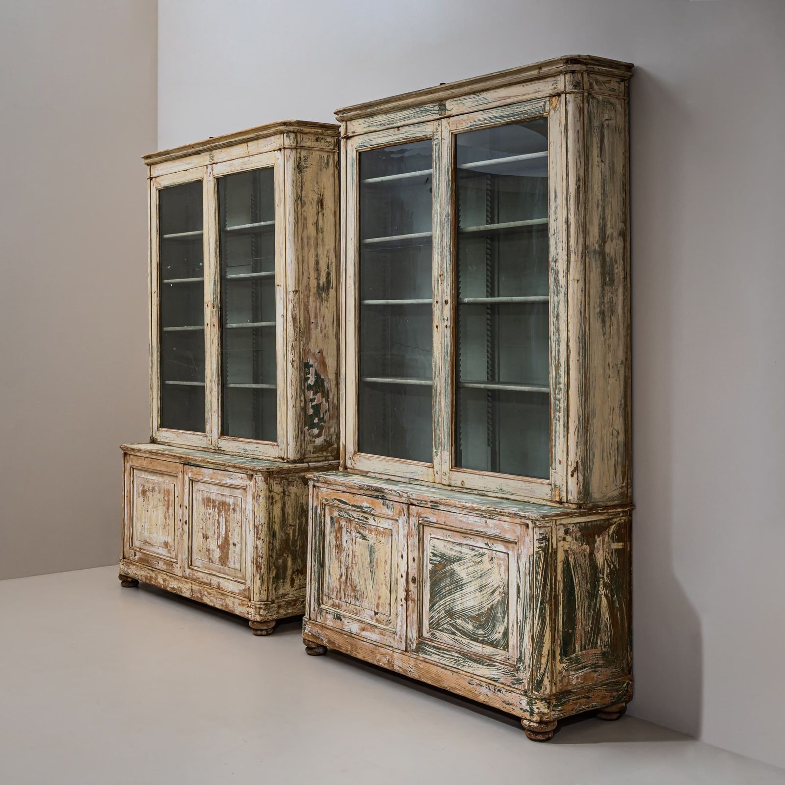 photo for sale Pair Of Large Painted Library Cabinets, Italy, Circa 1840