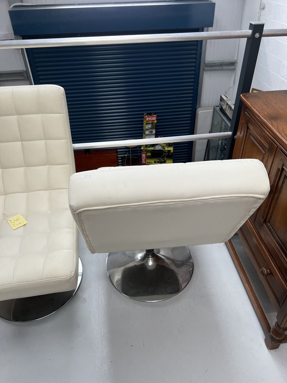 Chrome And Faux Leather Easy Chairs photo for sale