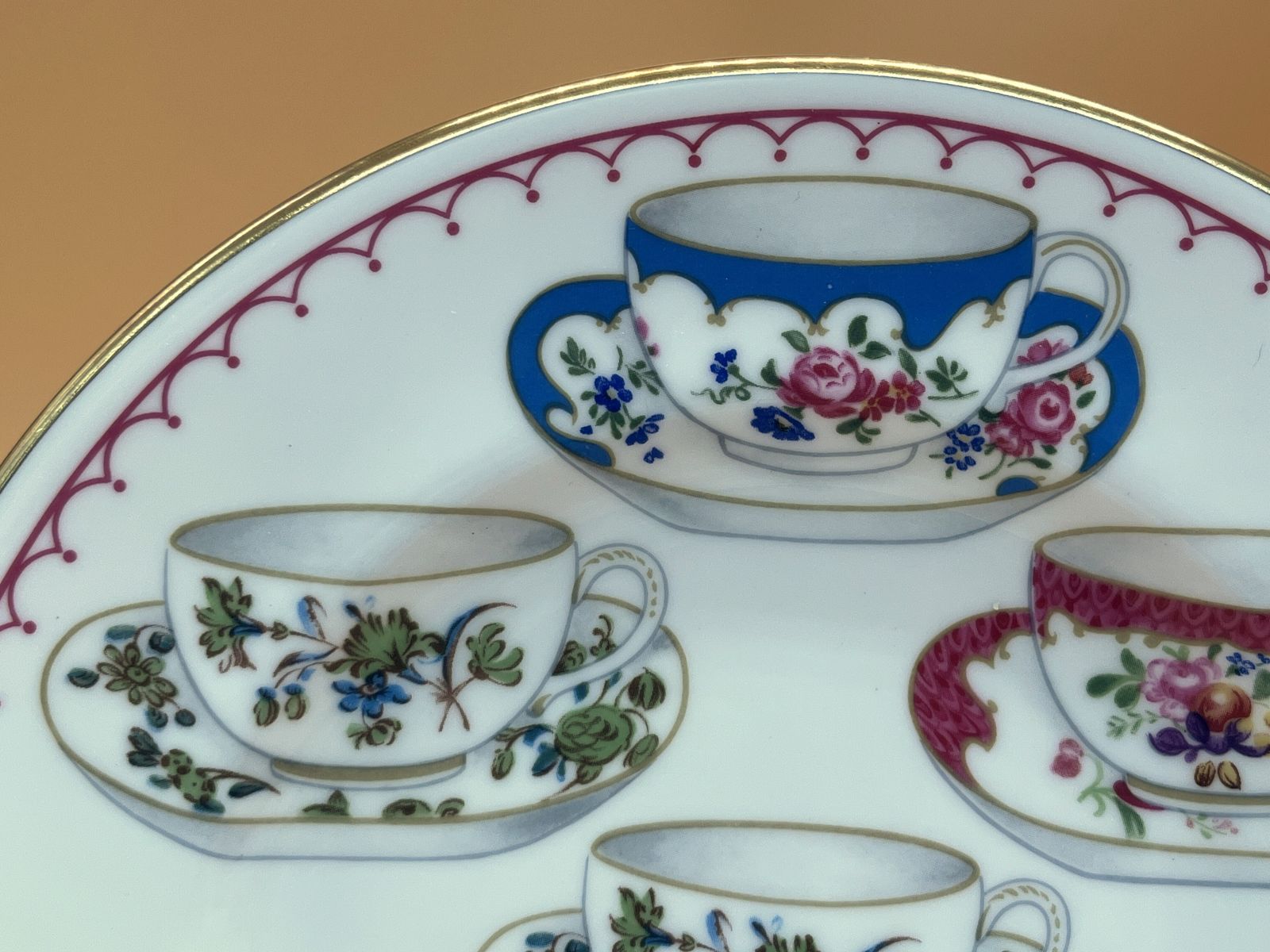photo vinterior Royal Worcester China Cup Of Cups Design Pink Large Breakfast Tea Cup, Saucer & Plate Trio.
