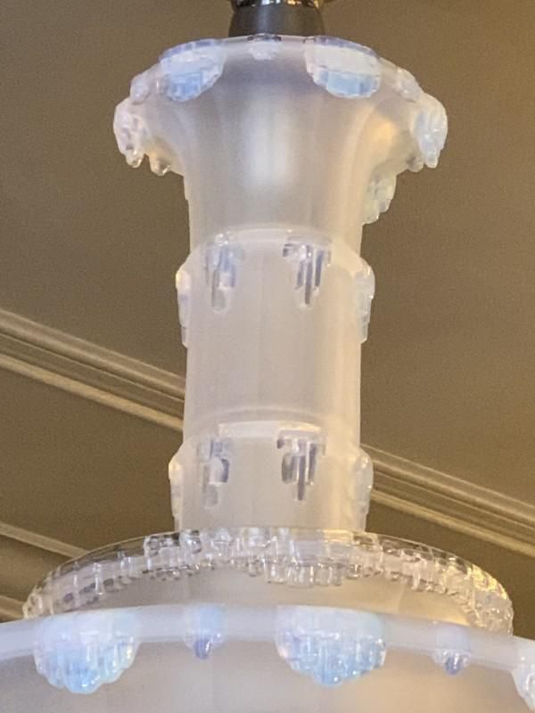 3835.0 Art Deco Cascade Opalescent Frosted Glass Chandelier By Jean Gauthier For Ezan, 1930s photo