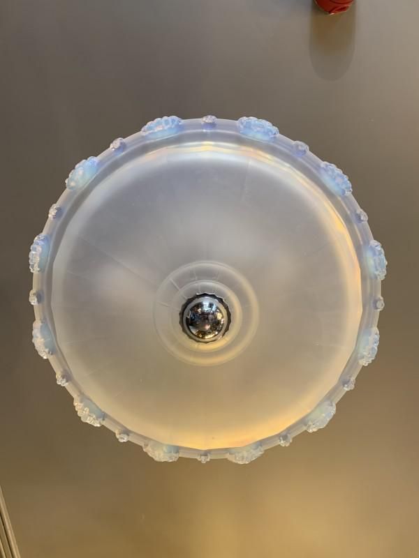 photo vintage Art Deco Cascade Opalescent Frosted Glass Chandelier By Jean Gauthier For Ezan, 1930s
