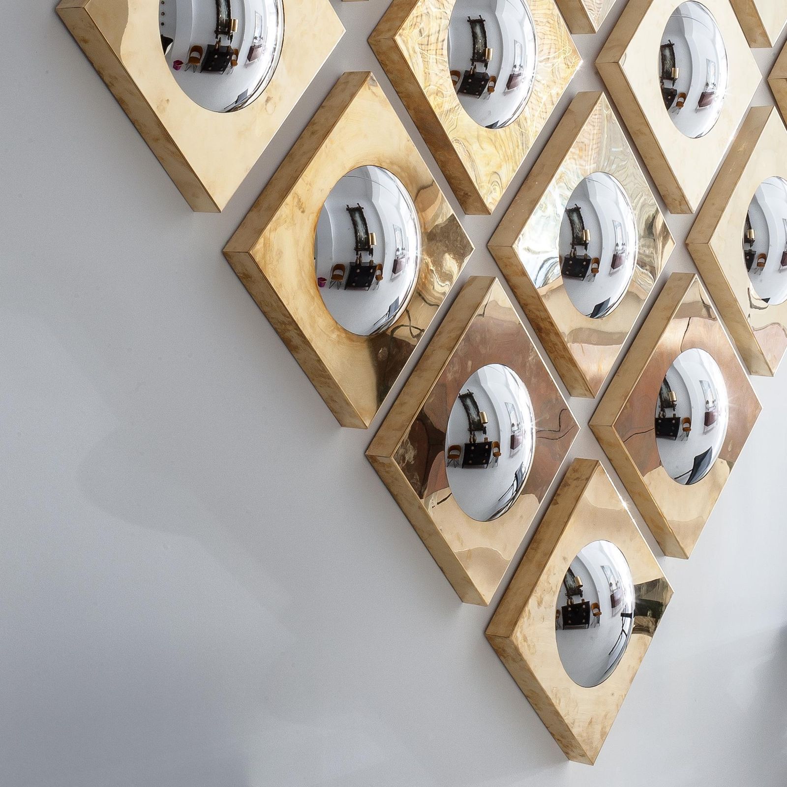photo furniture Mid Century Modern Style Made Of Brass Italian Convex Mirrors