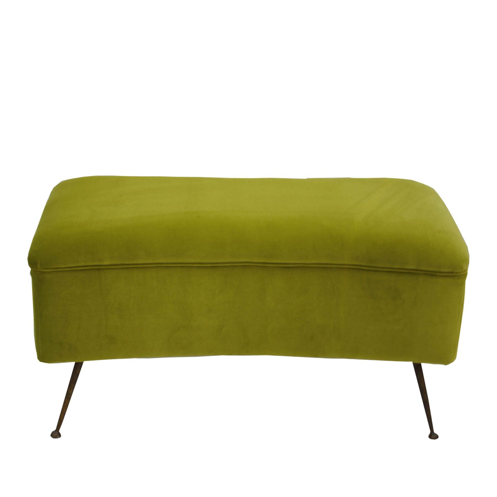 Mid Century Modern Green Cotton Velvet Italian Stool photo furniture