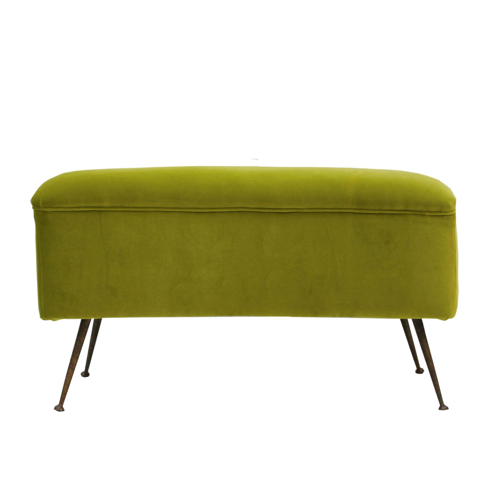 Mid Century Modern Green Cotton Velvet Italian Stool photo for sale