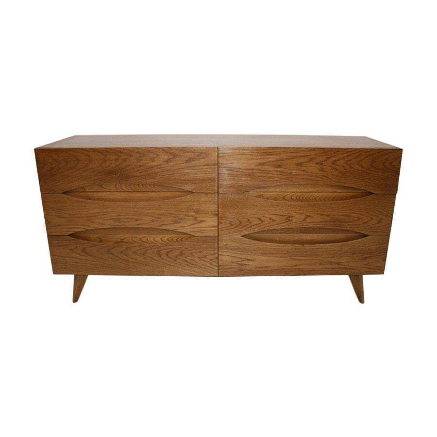 L.A. Studio Mid Century Modern Style Walnut Wood Italian Six Drawers Sideboard photo furniture