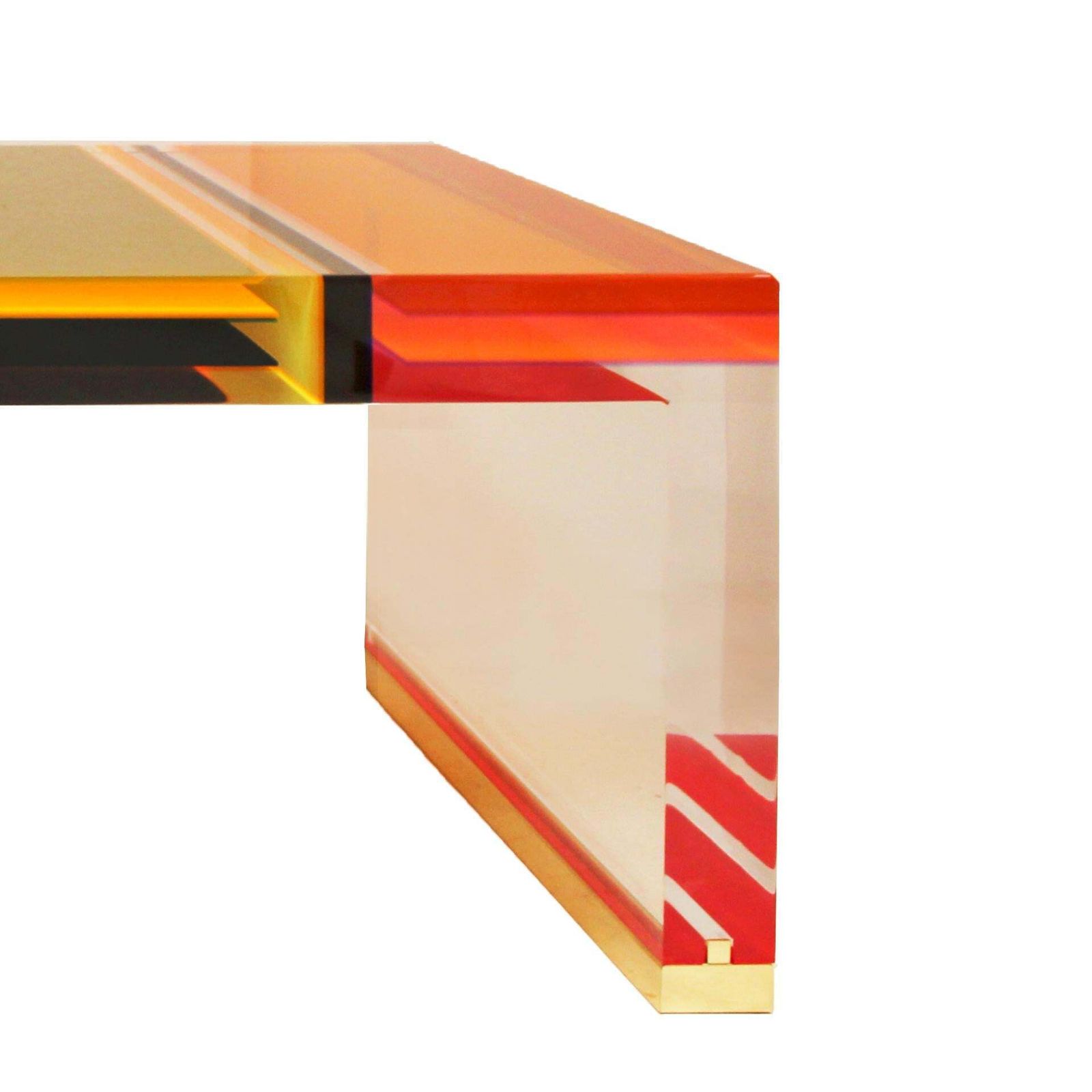 Studio Superego Modern Multicolor Plexiglass And Brass Feet Italian Coffee Table photo buy